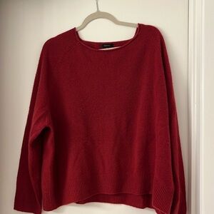 Quince deep red cashmere sweater. Boat neck style.